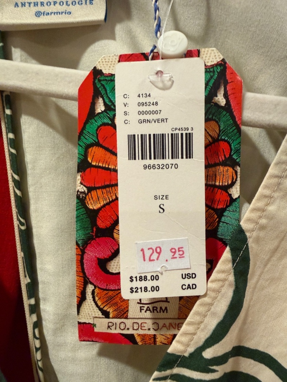 Anthropologie Green & Cream Printed Long-Sleeve Romper Dress - Picture 5 of 5